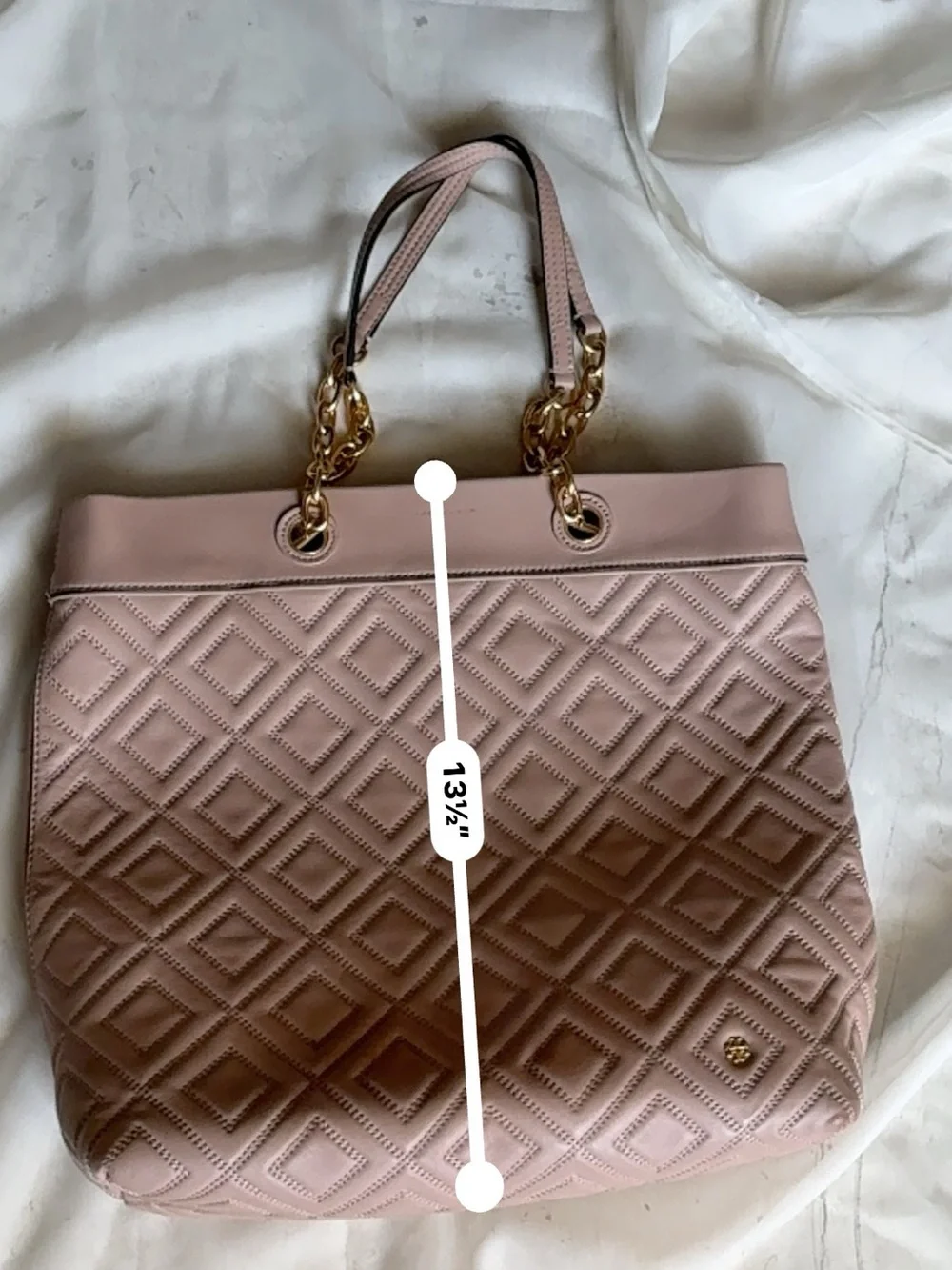 Tory Burch Quilted Tote in Dusty Rose with Gold Hardware